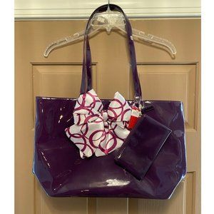 NWT Purple Beauty Tote Set w/ Bag and Pouch